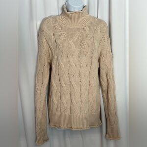 Dover Saddlery Cream Cable Knit Turtleneck Sweater (867)